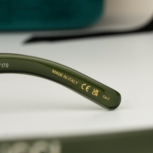 BRAND NEW Gucci GG1722SA 005 Transparent Dark Green Grey Unisex Oval Sunglasses - Picture 7 of 9